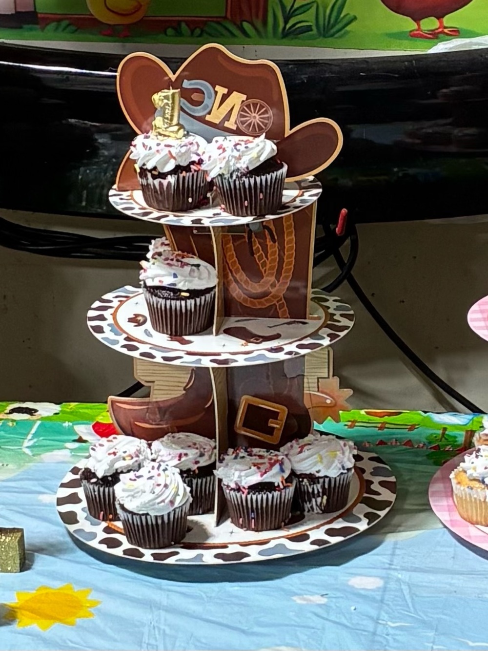 Amazon Brown and White Cowboy Themed Cupcake Stand